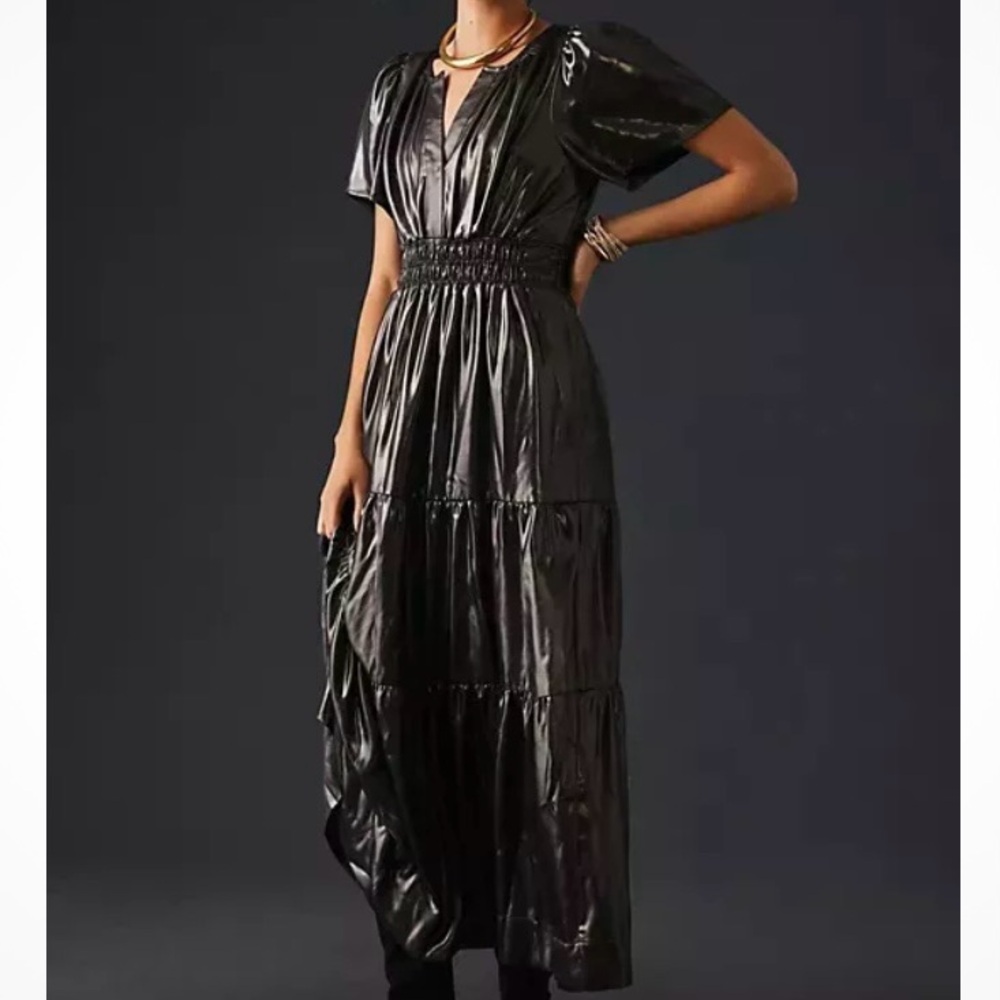 Anthropologie The Somerset Maxi Tiered Dress Shine Edition